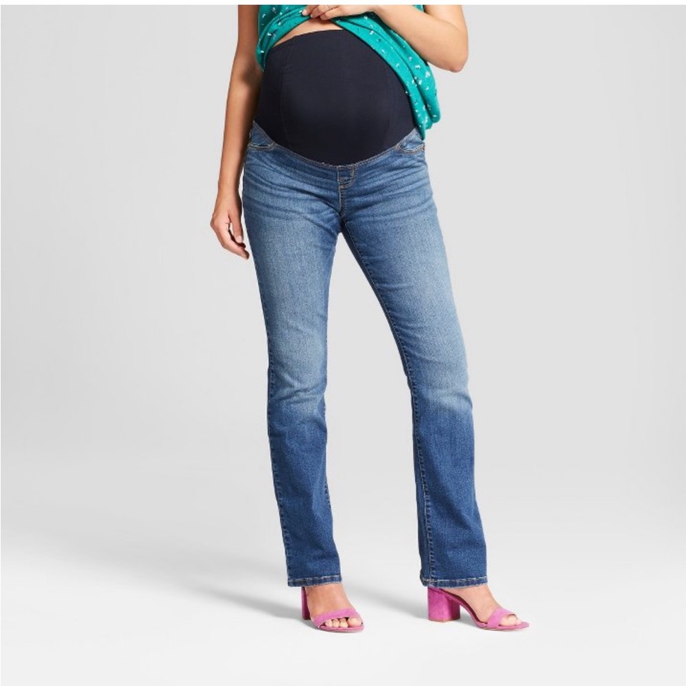 NWT Isabel Maternity Over The Belly Skinny, Boot Cut Dark Wash Jeans | Size 8